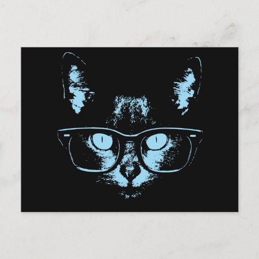Blue Nerd Cat Postkarte (Vorderseite)
