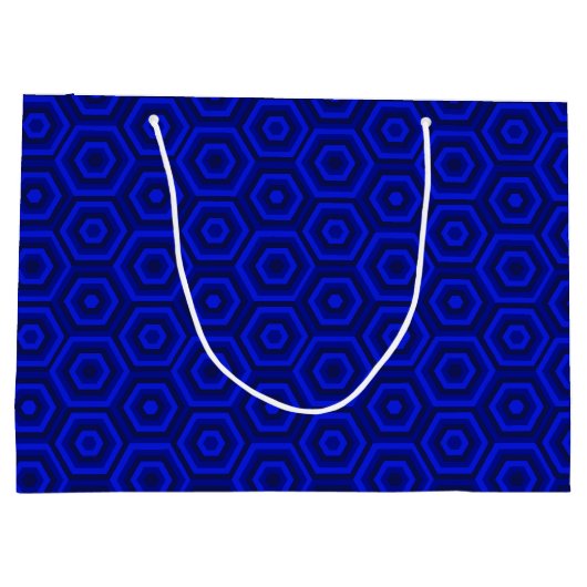 Blue Nested Hexagons Large Gift Bag Große Geschenktüte (Rückseite)