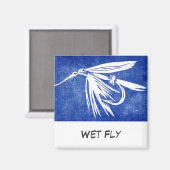 "Blue Net Fly" Flyfish Art Magnet (Vorderseite/Rückseite)