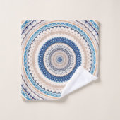 Blue Neutral Boho Mandala Badhandtuch Set (Waschlappen)