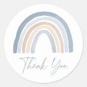 Blue Neutral Boho Rainbow Baby Shower Runder Aufkleber (Vorderseite)