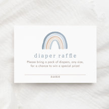 Blue Neutral Boho Rainbow Diaper Raffle Ticket