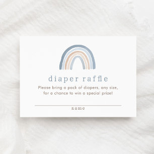 Blue Neutral Boho Rainbow Diaper Raffle Ticket Begleitkarte