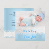 Blue New Baby Boy Ankündigung Foto (Vorne/Hinten)
