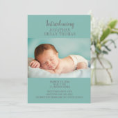 Blue New Baby Foto Geburtserklärung Ankündigung (Stehend Vorderseite)