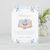 Blue New Chapter Floral Snowball Baby Shower  Dankeskarte (Stehend Vorderseite)