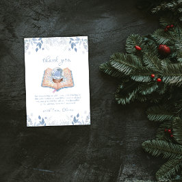 Blue New Chapter Floral Snowball Baby Shower Dankeskarte