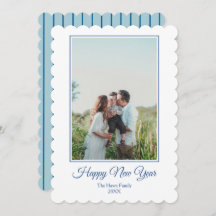 Blue New Year Preppy Bow Strips Family Foto