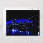 Blue New York City Brooklyn Bridge Postcard Postkarte (Vorne/Hinten)