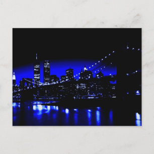 Blue New York City Brooklyn Bridge Postcard Postkarte