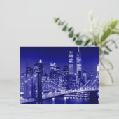 Blue New York City Einladung (Stehend Vorderseite)