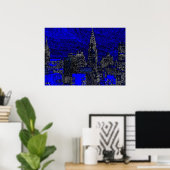 Blue New York City Night Artwork Poster (Heimbüro)