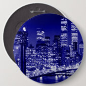 Blue New York City Night Button (Vorne & Hinten)