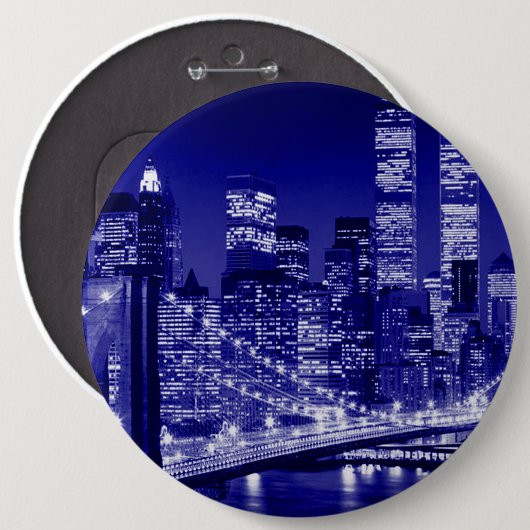 Blue New York City Night Button (Vorne & Hinten)