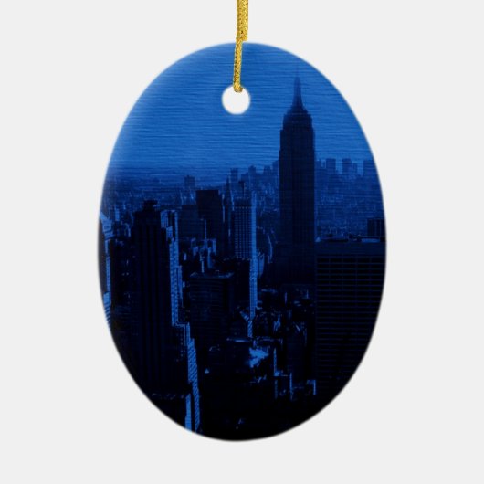 Blue New York City Night Keramik Ornament (Vorne)