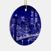 Blue New York City Night Keramikornament (Rechts)