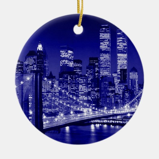Blue New York City Night Keramikornament (Vorne)