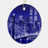 Blue New York City Night Keramikornament (Links)