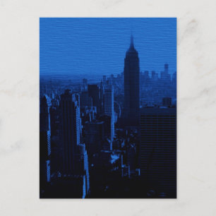 Blue New York City Night Postcard Postkarte