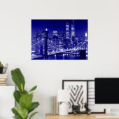 Blue New York City Night Poster (Heimbüro)