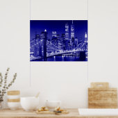 Blue New York City Night Poster (Küche)