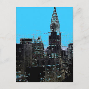 Blue New York City Night Postkarte