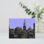 Blue New York City Night Postkarte (Stehend Vorderseite)