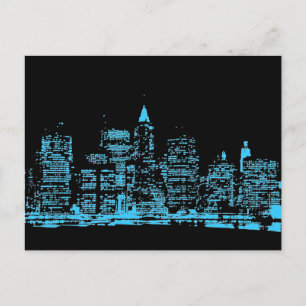 Blue New York City Night Postkarte