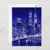 Blue New York City Night Postkarte (Vorne/Hinten)