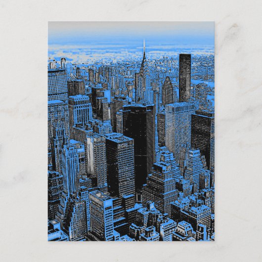 Blue New York City Night Postkarte (Vorderseite)