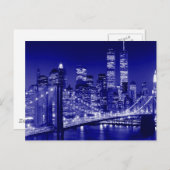 Blue New York City Night Postkarte (Vorne/Hinten)