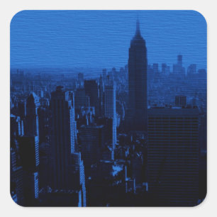 Blue New York City Night Quadratischer Aufkleber
