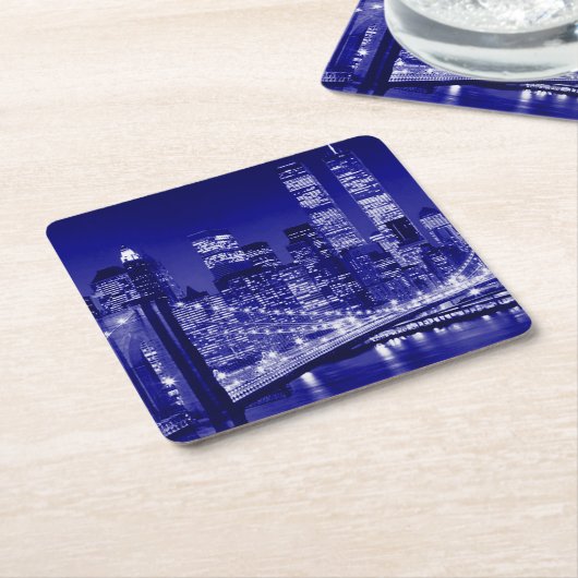 Blue New York City Night Rechteckiger Pappuntersetzer (angewinkelt)