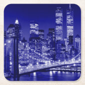 Blue New York City Night Rechteckiger Pappuntersetzer (Vorderseite)