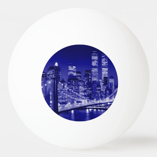 Blue New York City Night Tischtennisball (Vorderseite)