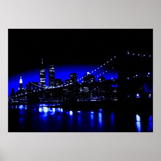 Blue New York City Poster Print (Vorne)