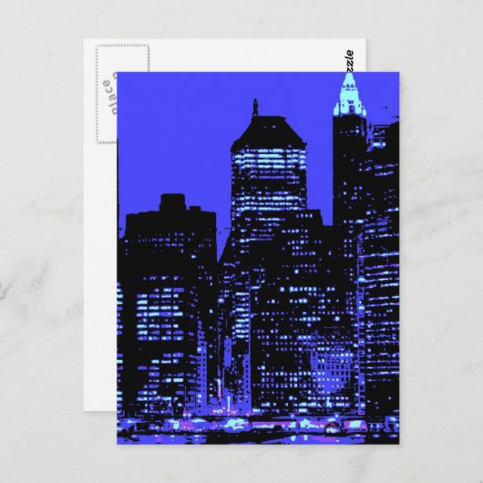Blue New York City Postkarte (Vorne/Hinten)