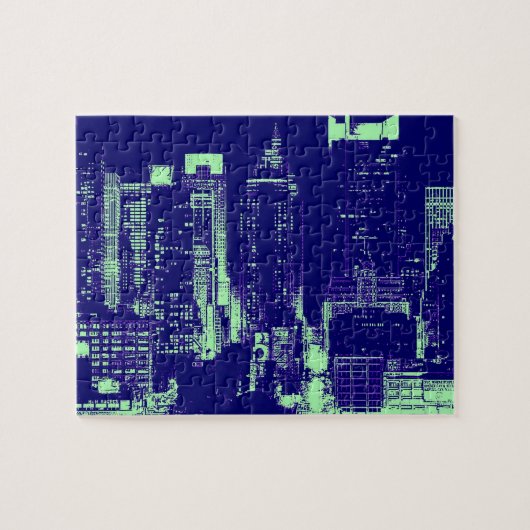 Blue New York City Puzzle (Horizontal)