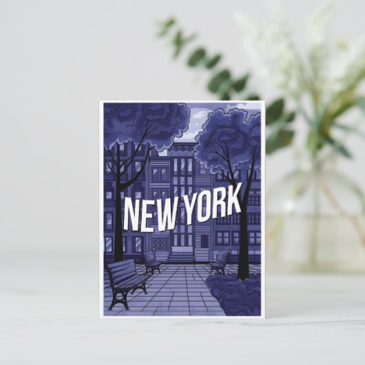Blue New York Postcard Postkarte (Stehend Vorderseite)
