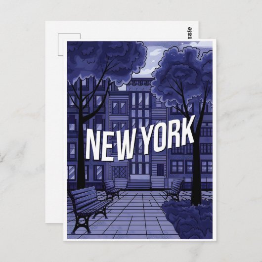 Blue New York Postcard Postkarte (Vorne/Hinten)