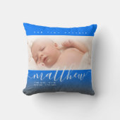 Blue Newborn Baby Foto Glitzer Kissen (Vorderseite)