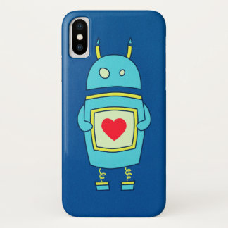 Blue Niedlich Cartoon Robot with Heart Case-Mate iPhone Hülle