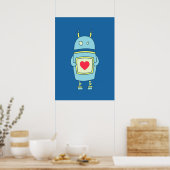 Blue Niedlich Clumsy Robot mit Herz Poster (Küche)