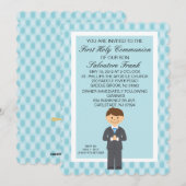 Blue Niedlich First Communion Boy Einladung (Vorne/Hinten)