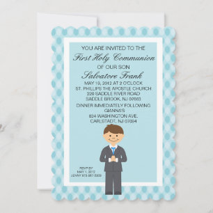 Blue Niedlich First Communion Boy Einladung