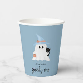 Blue Niedlich Ghost Halloween Erster Geburtstagski Pappbecher