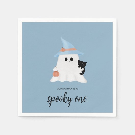 Blue Niedlich Ghost Halloween Spooky Ein Geburtsta Serviette (Vorderseite)