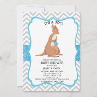 Blue Niedlich Kangaroo Glitzer Zickzack Baby Dusch