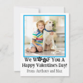 Blue Niedlich Kids Hund Foto Klassenzimmer Valenti Mitteilungskarte (Vorderseite)