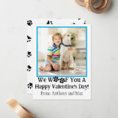 Blue Niedlich Kids Hund Foto Klassenzimmer Valenti Mitteilungskarte (Vorderseite/Rückseite Beispiel)